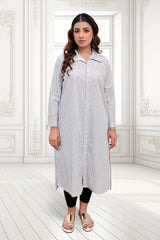 Classic Striped Button-Down Long Shirt