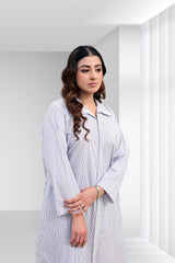 Classic Striped Button-Down Long Shirt