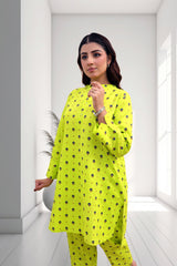 Lime Bloom Printed Two-Piece Lawn Suit