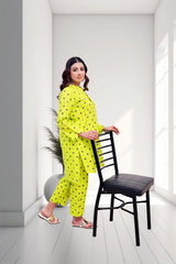 Lime Bloom Printed Two-Piece Lawn Suit
