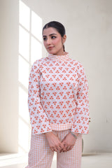 Coral Lattice Cotton Co-ord Set