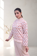 Coral Lattice Cotton Co-ord Set