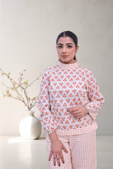 Coral Lattice Cotton Co-ord Set