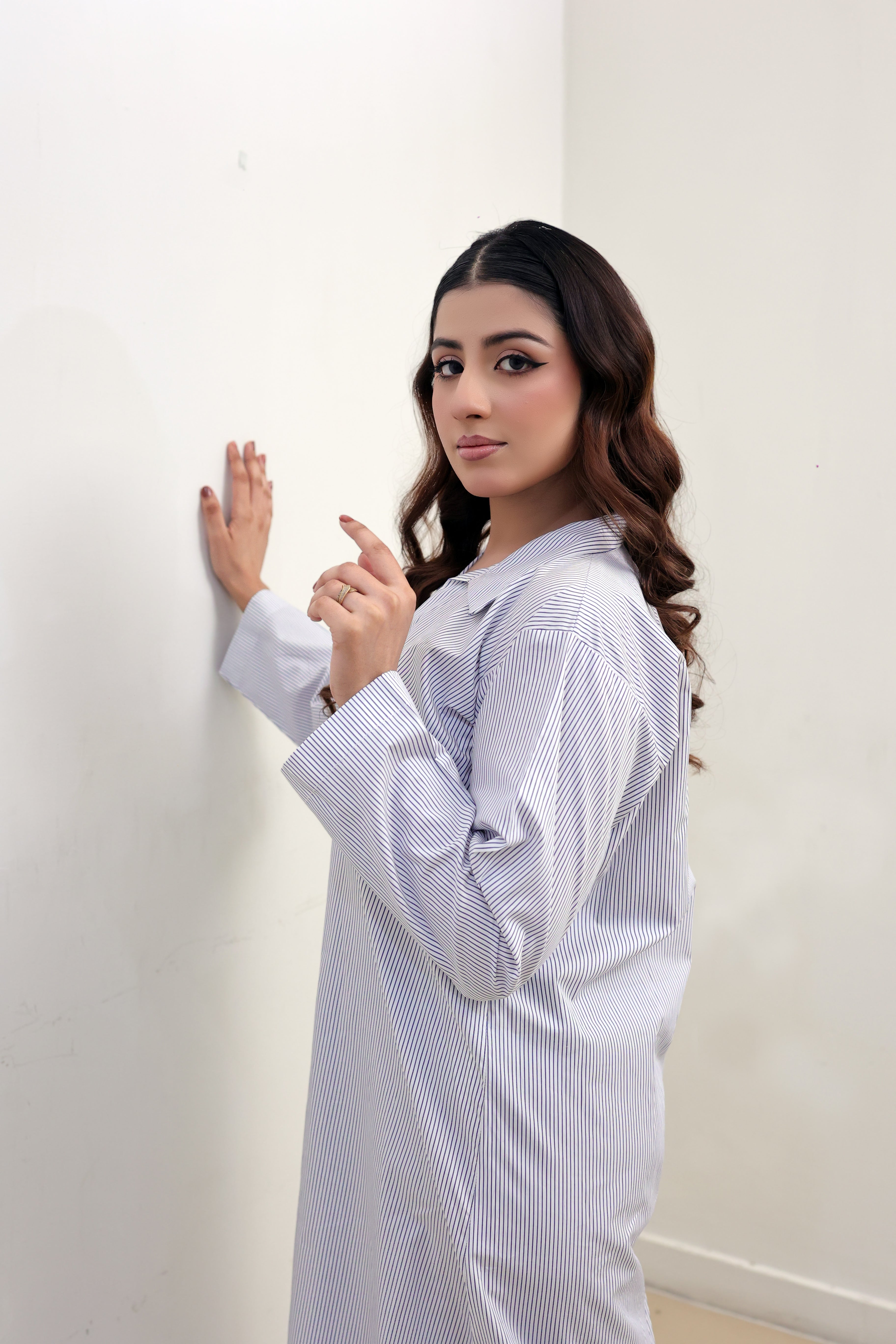 Classic Striped Button-Down Long Shirt