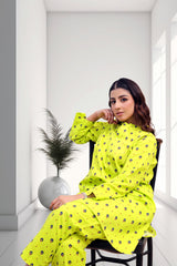 Lime Bloom Printed Two-Piece Lawn Suit