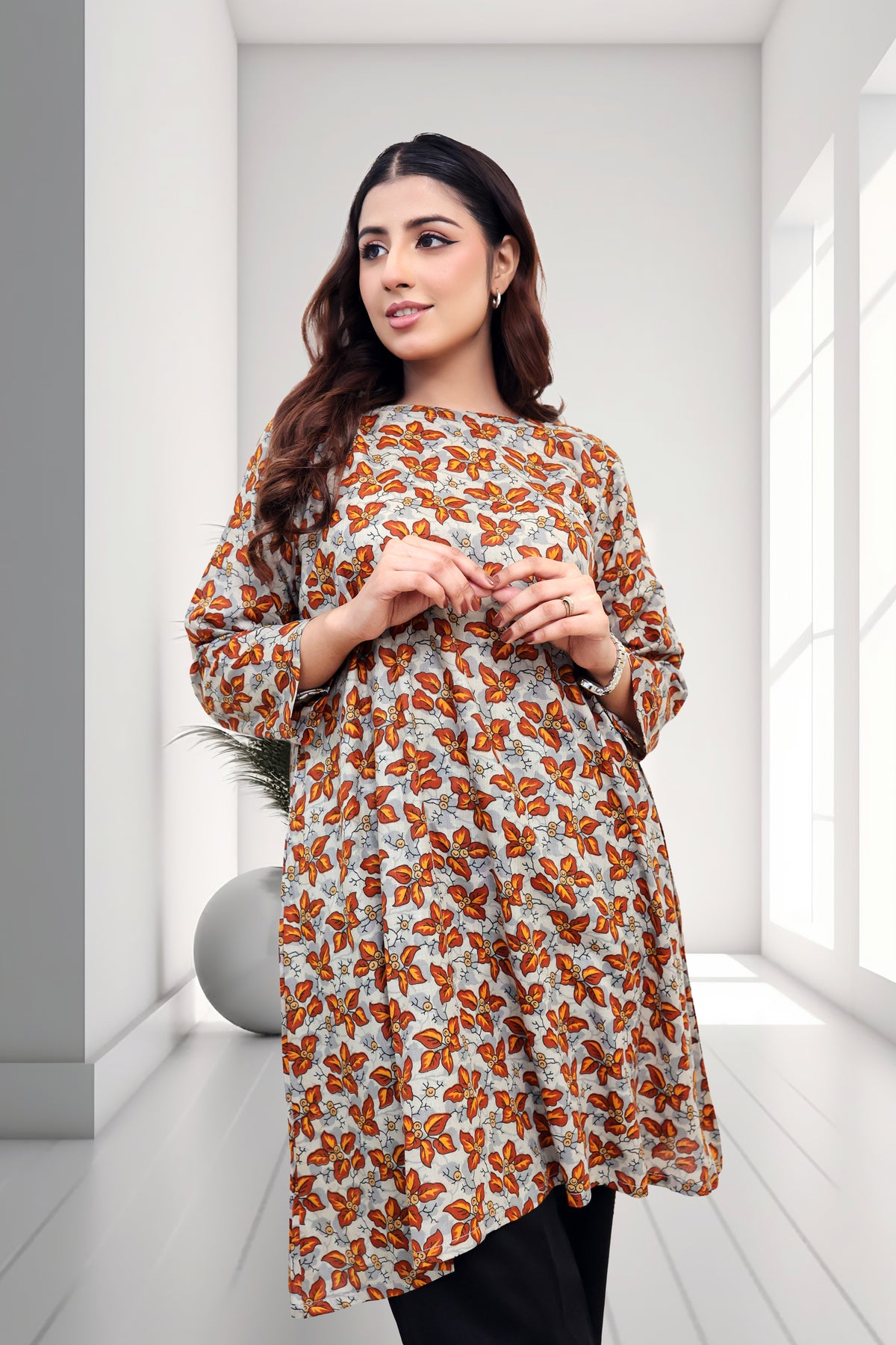 Amber Blossom Printed Cotton Tunic Kurti
