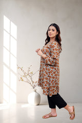 Amber Blossom Printed Cotton Tunic Kurti