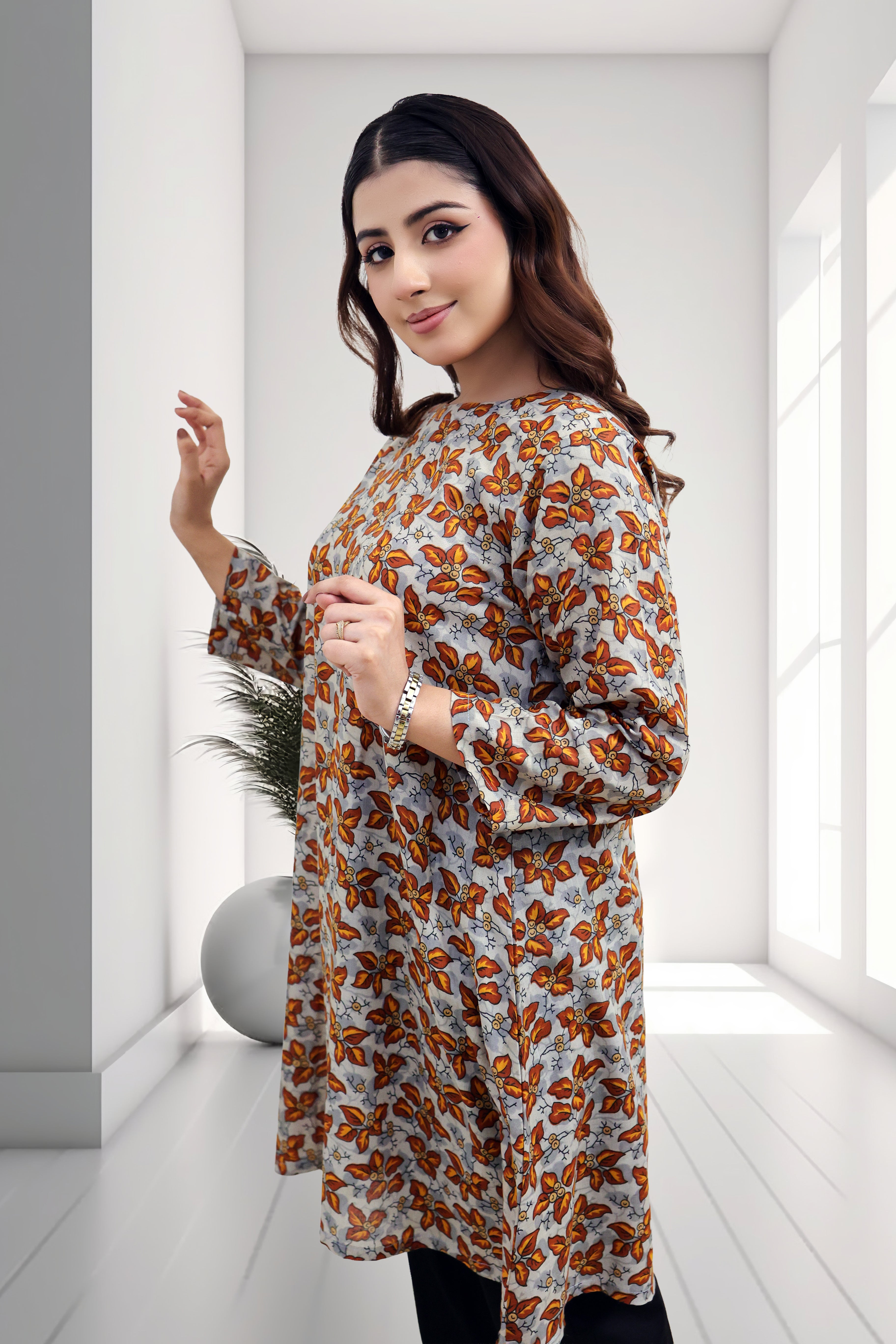 Amber Blossom Printed Cotton Tunic Kurti