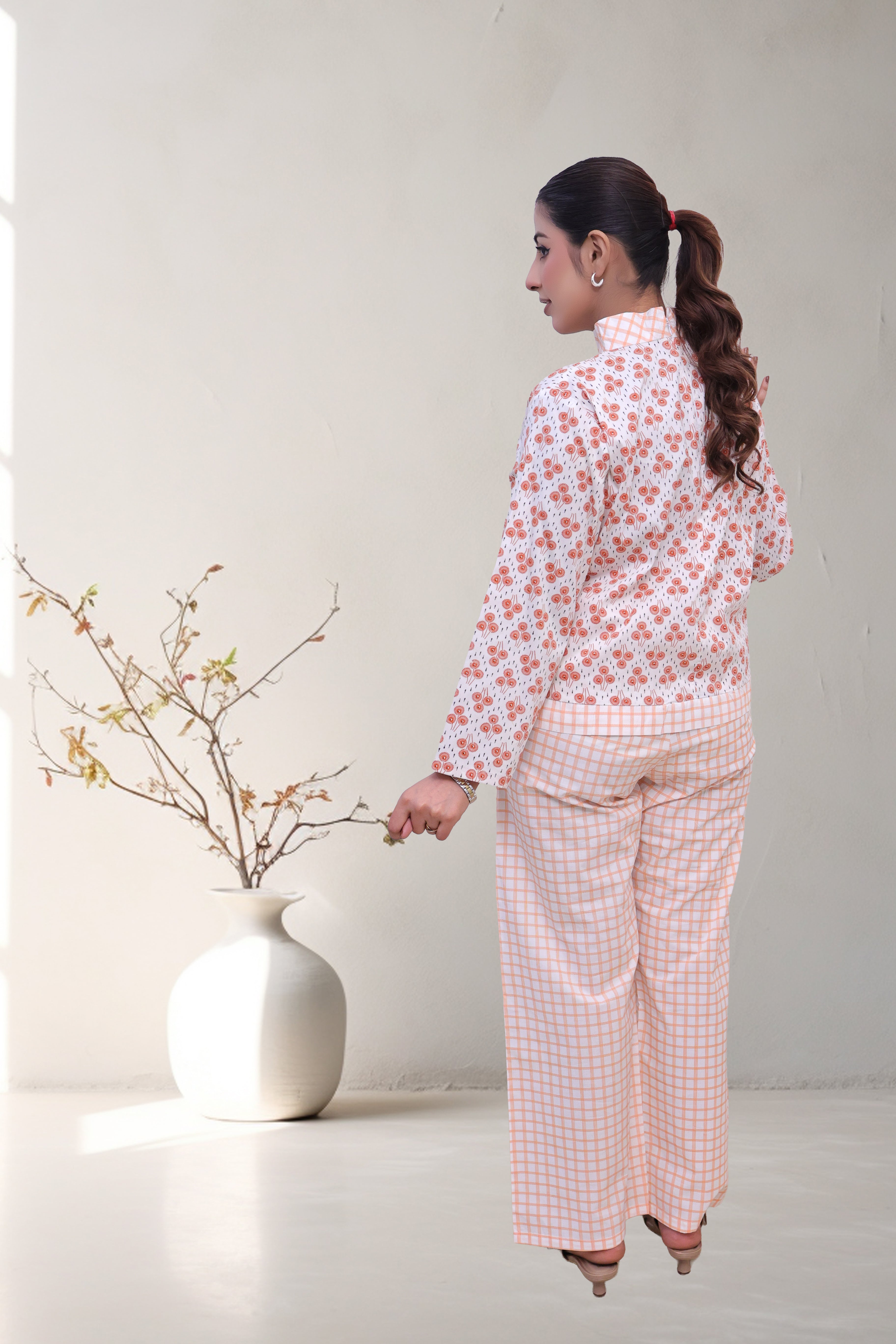 Coral Lattice Cotton Co-ord Set